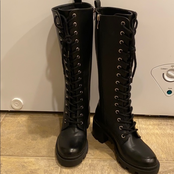 madden girl knee high combat boots